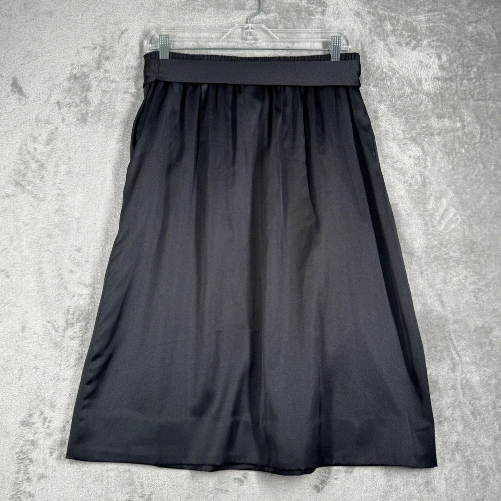 Terry Chicago Skirt A-Line Tie Waist Elastic Waist Midi Satin‎ Neutral Size 6